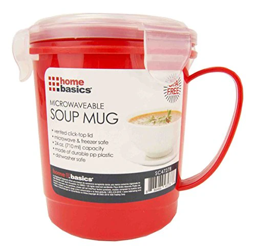 Home Basics Microwaveable Soup Mug With Vented Lid, Red, 24 Ounces - Image 3