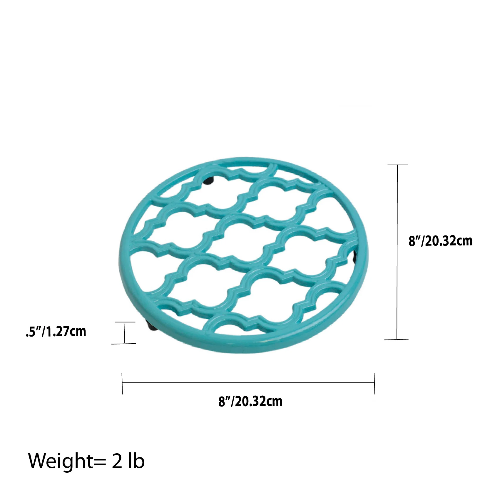 Home Basics Moroccan Lattice Collection Cast Iron Trivet, Turquoise, 8x8x.5 Inches - Image 13