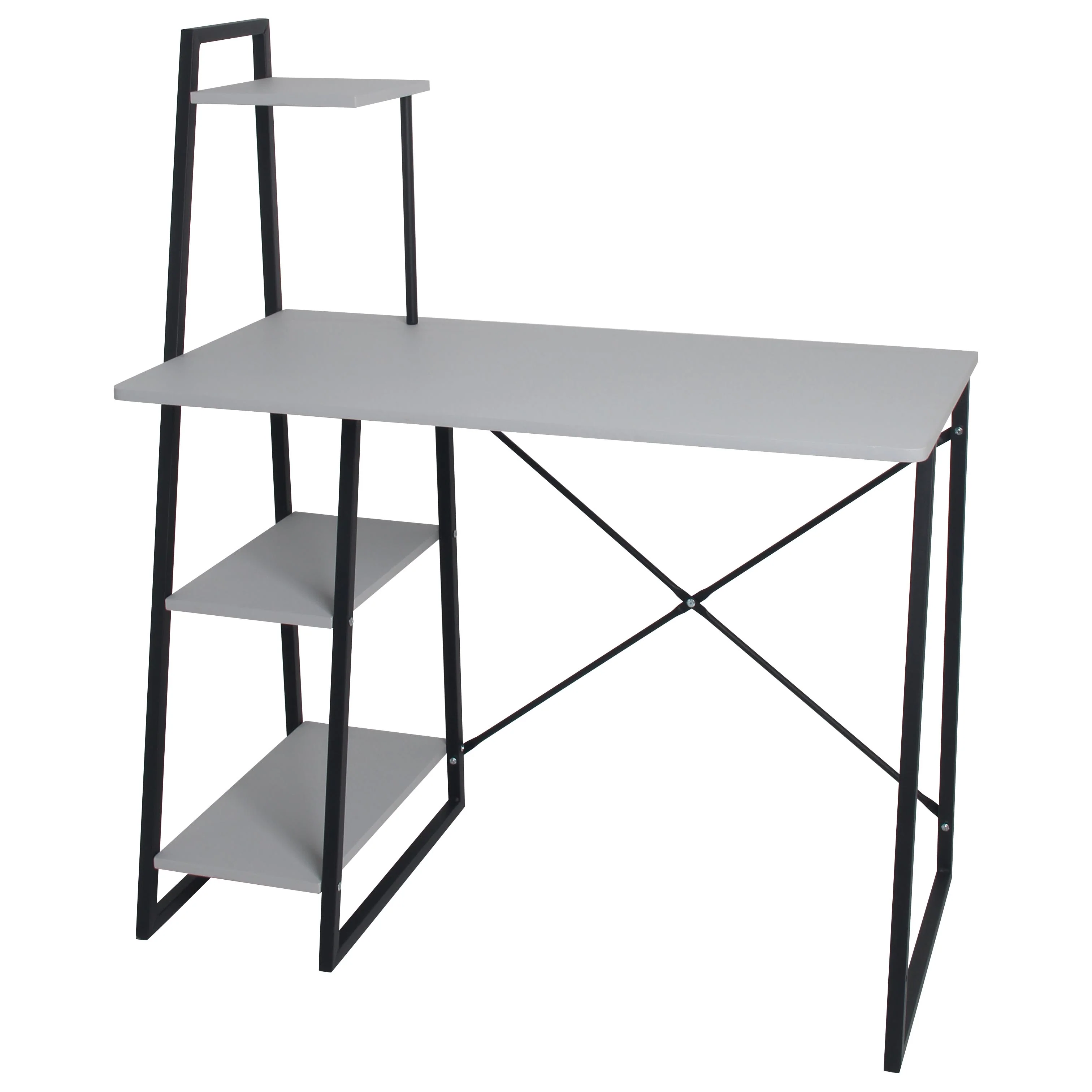 Home Basics Multi-purpose 2 Shelf Grey MDF Computer Desk with Black Legs