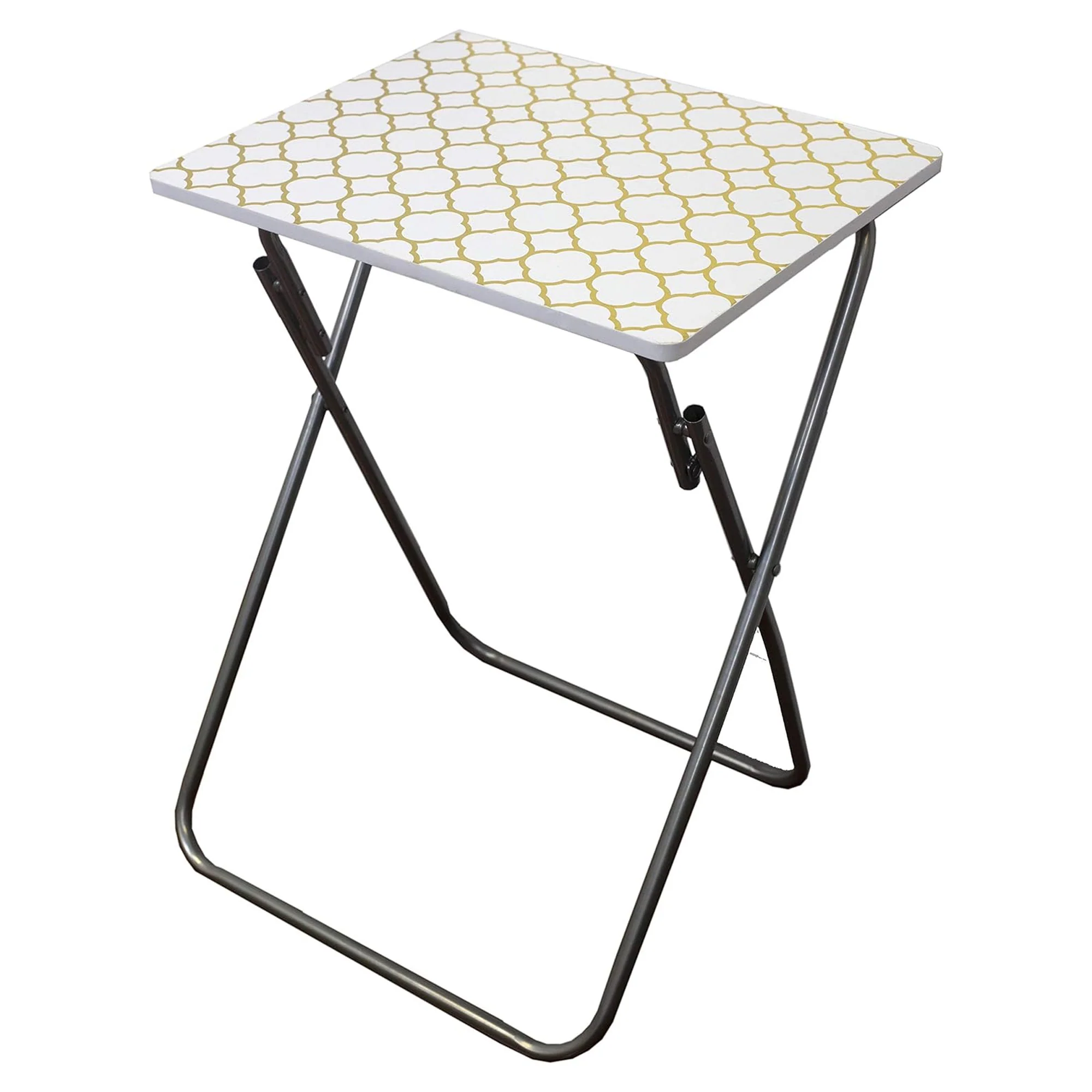 Home Basics Multi-Purpose Folding Table, Mettalic Lattice Gold, 15x19x25.5 Inches - Image 2