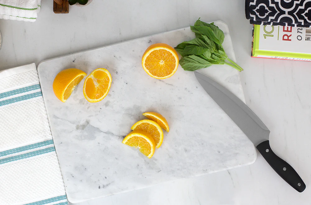 Home Basics Multi-Purpose Pastry Marble Cutting Board, White, 16x12x.7 Inches - Image 2