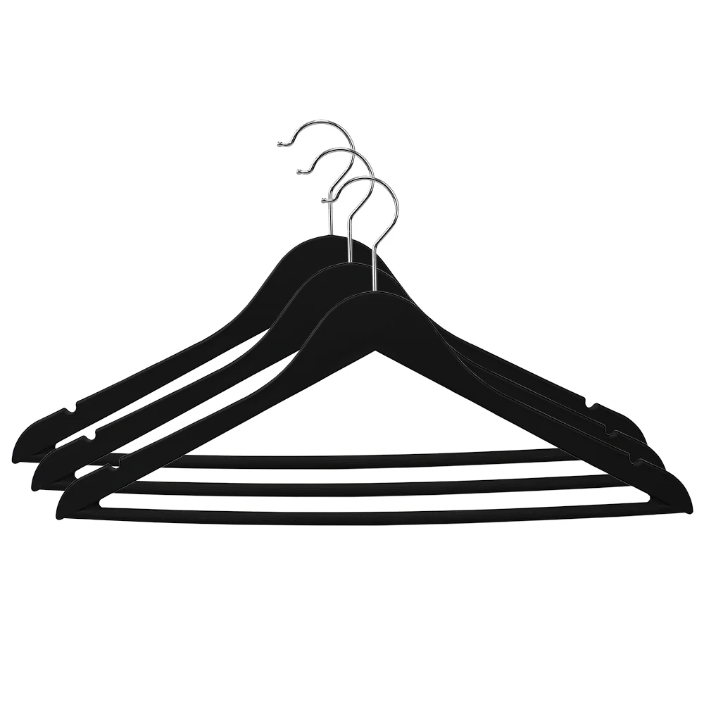 Home Basics Non-Slip Space-Saving Rubberized Plastic Hangers, Black