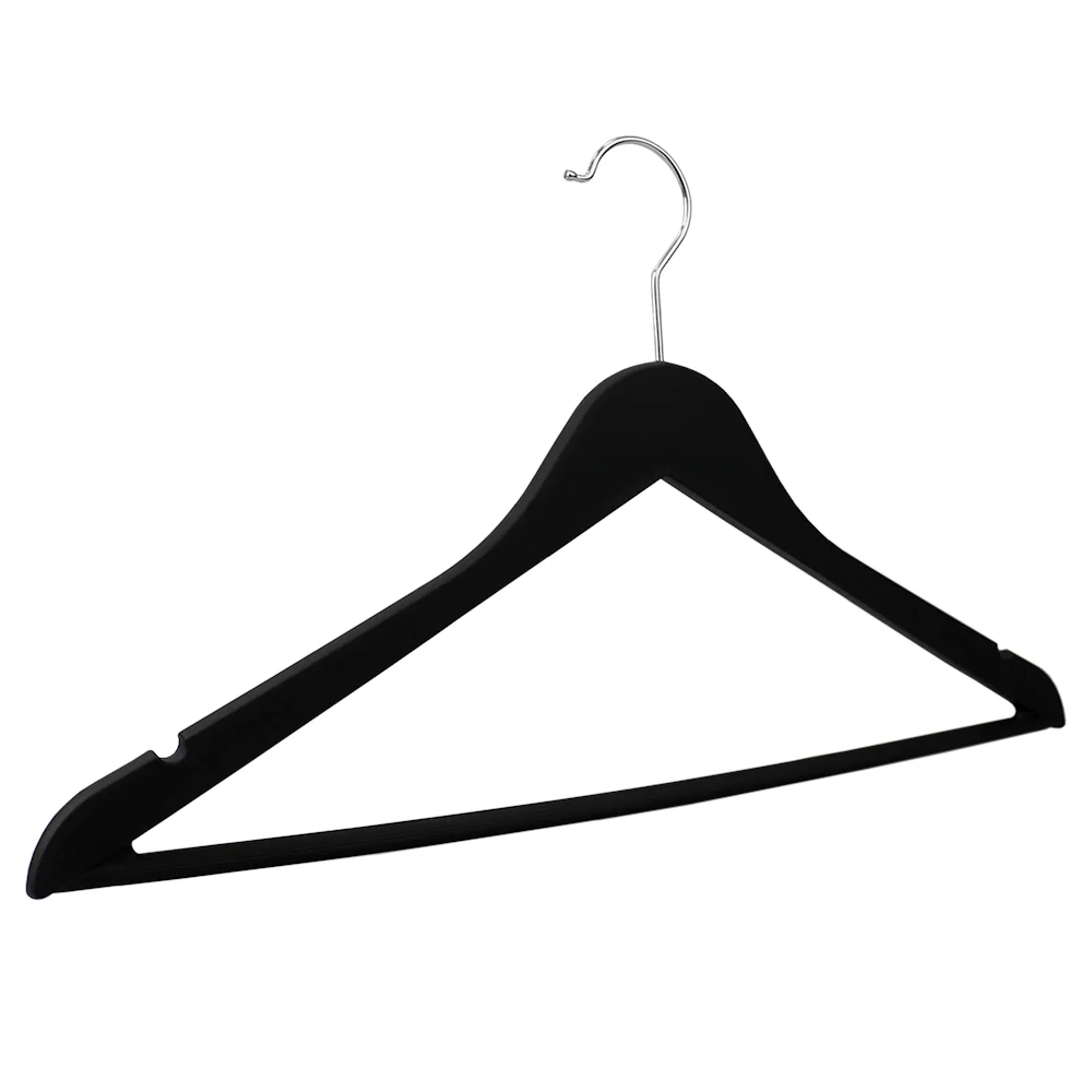 Home Basics Non-Slip Space-Saving Rubberized Plastic Hangers, Black - Image 2
