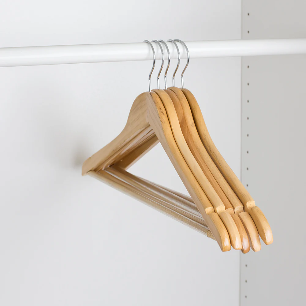 Home Basics Non-Slip 5 Pack Wood Hangers with Swivel Hook, Natural - Image 5