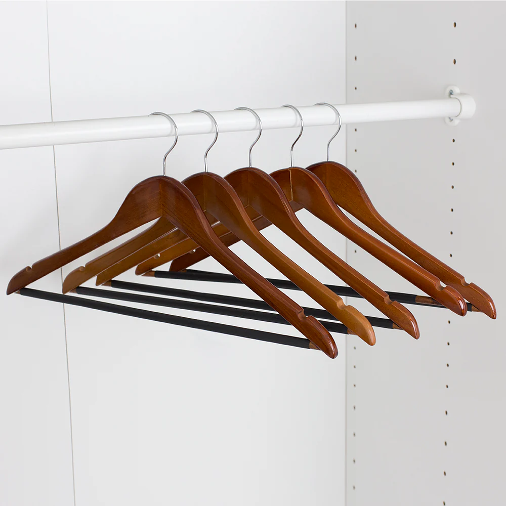 Home Basics Non-Slip Wood Hanger, (Pack of 5), Oak - Image 5