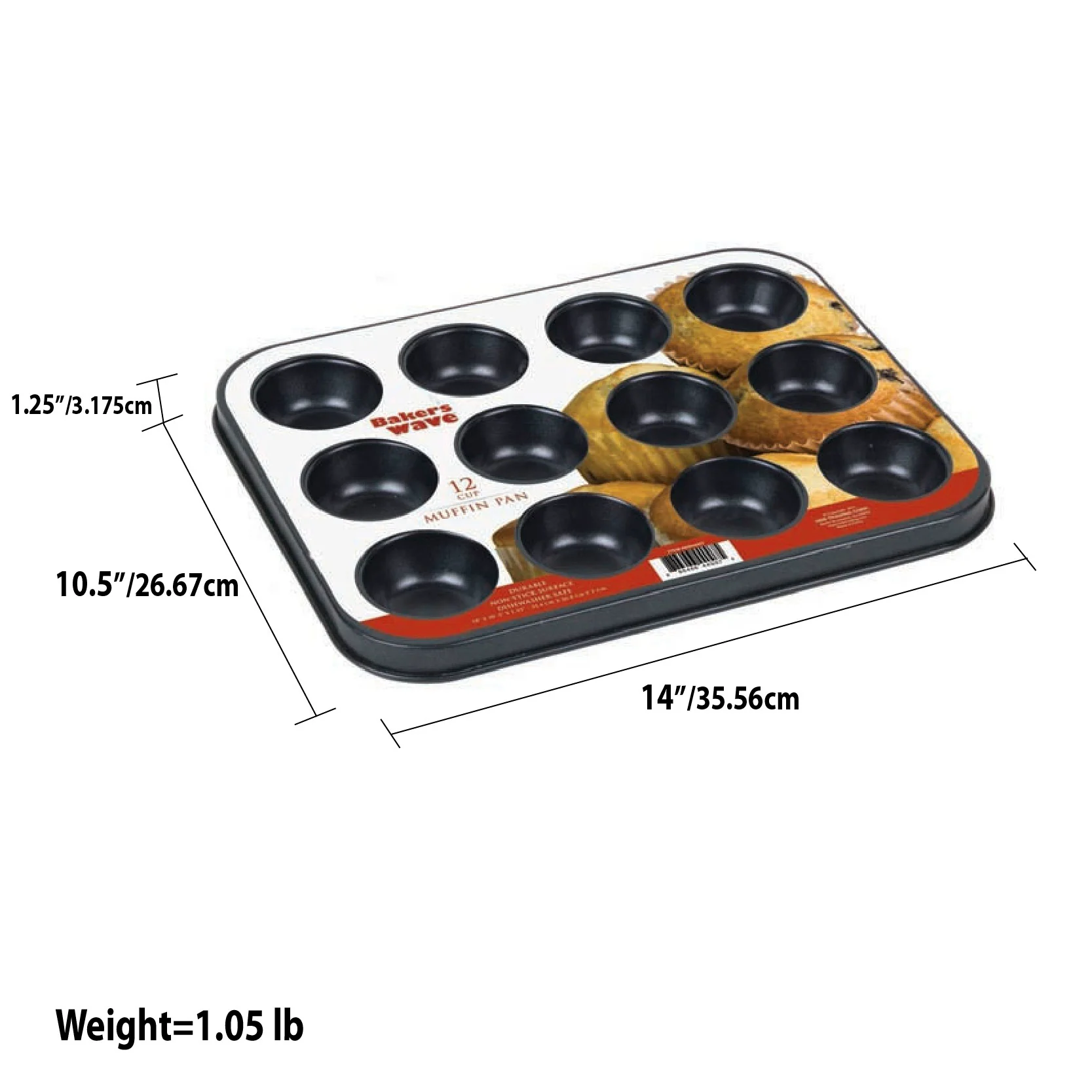 Home Basics Non-Stick 12 Cup Muffin Pan - Image 3