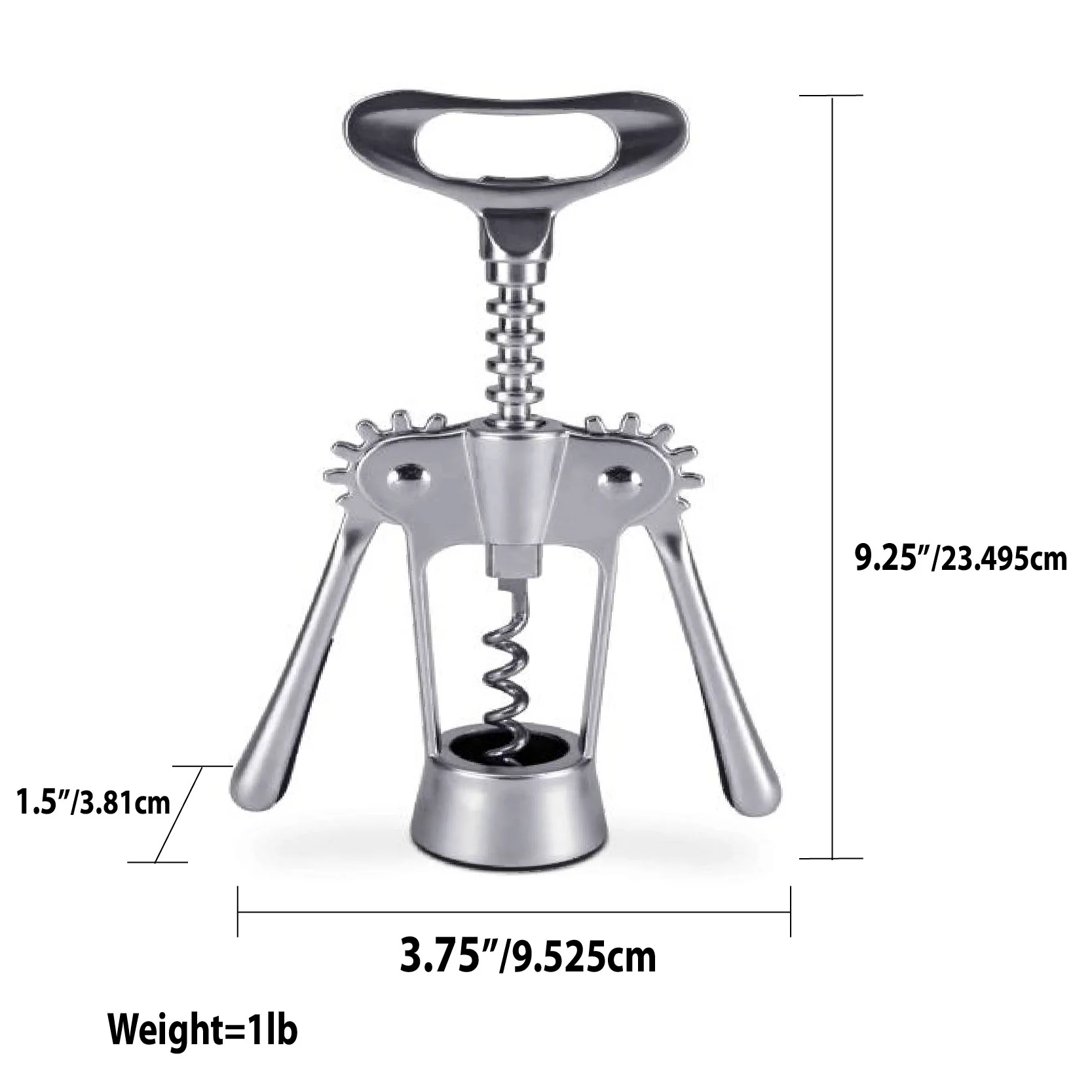 Home Basics Nova Collection Zinc Cork Screw, Silver - Image 2