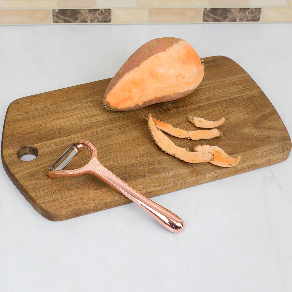 Home Basics Nova Collection Zinc Horizontal Vegetable Peeler, Rose Gold - Image 5