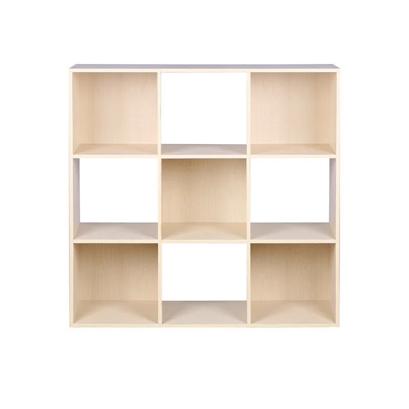 Home Basics Open and Enclosed  9 Cube MDF Storage Organizer, Oak