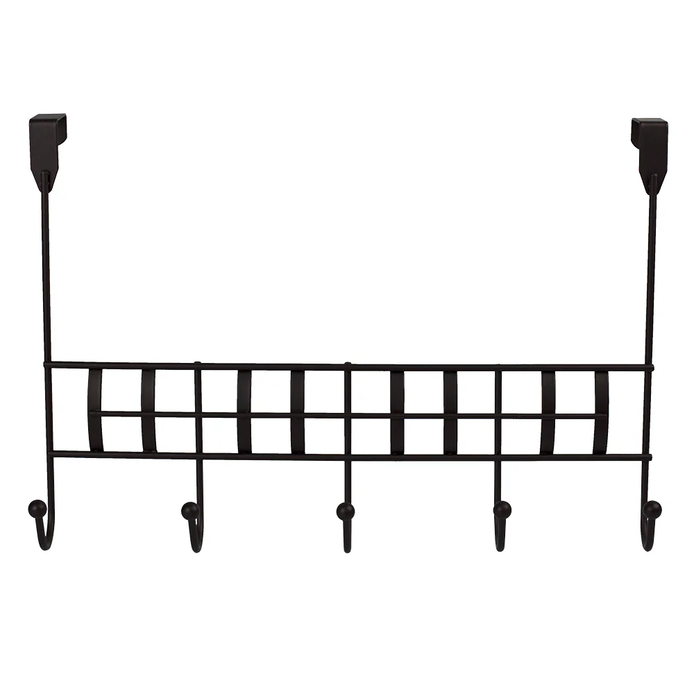 Home Basics Over-The-Door 5-Hook Hanging Rack, Brown, 7x11x4 Inches - Image 3