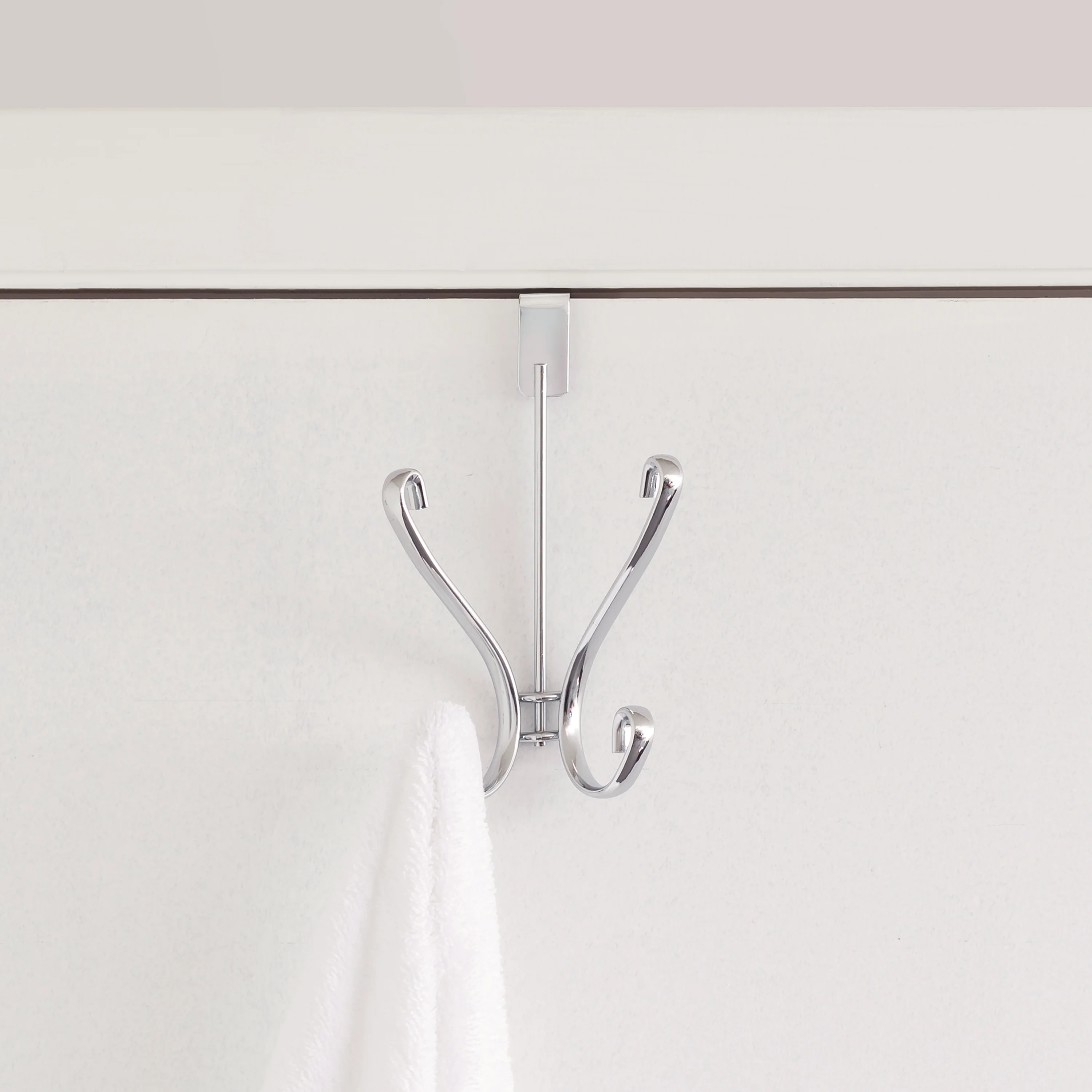 Home Basics Over the Door Double Hanging Hook, Chrome - Image 2