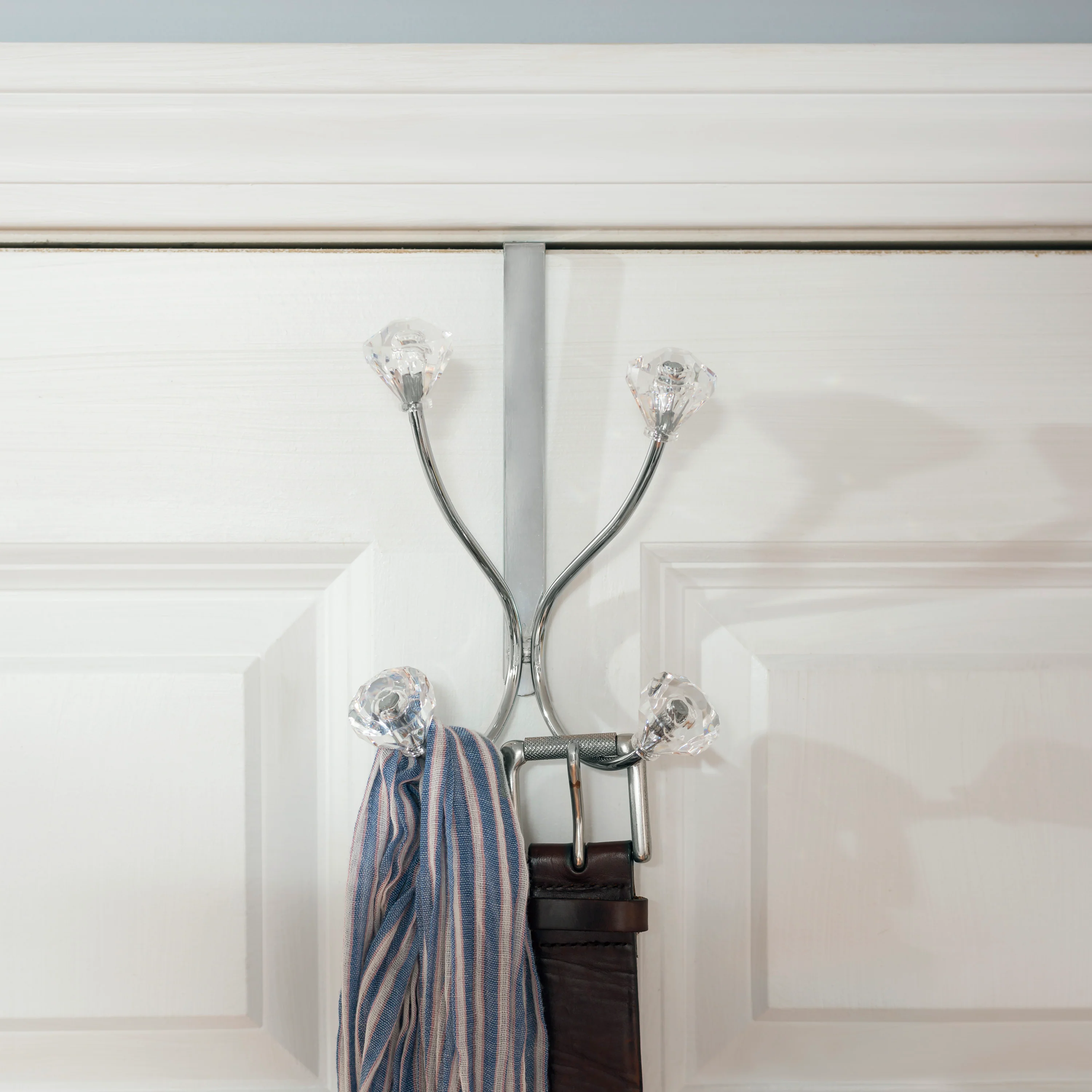 Home Basics Over the Door Double Hanging Hook with Crystal Knobs - Image 4