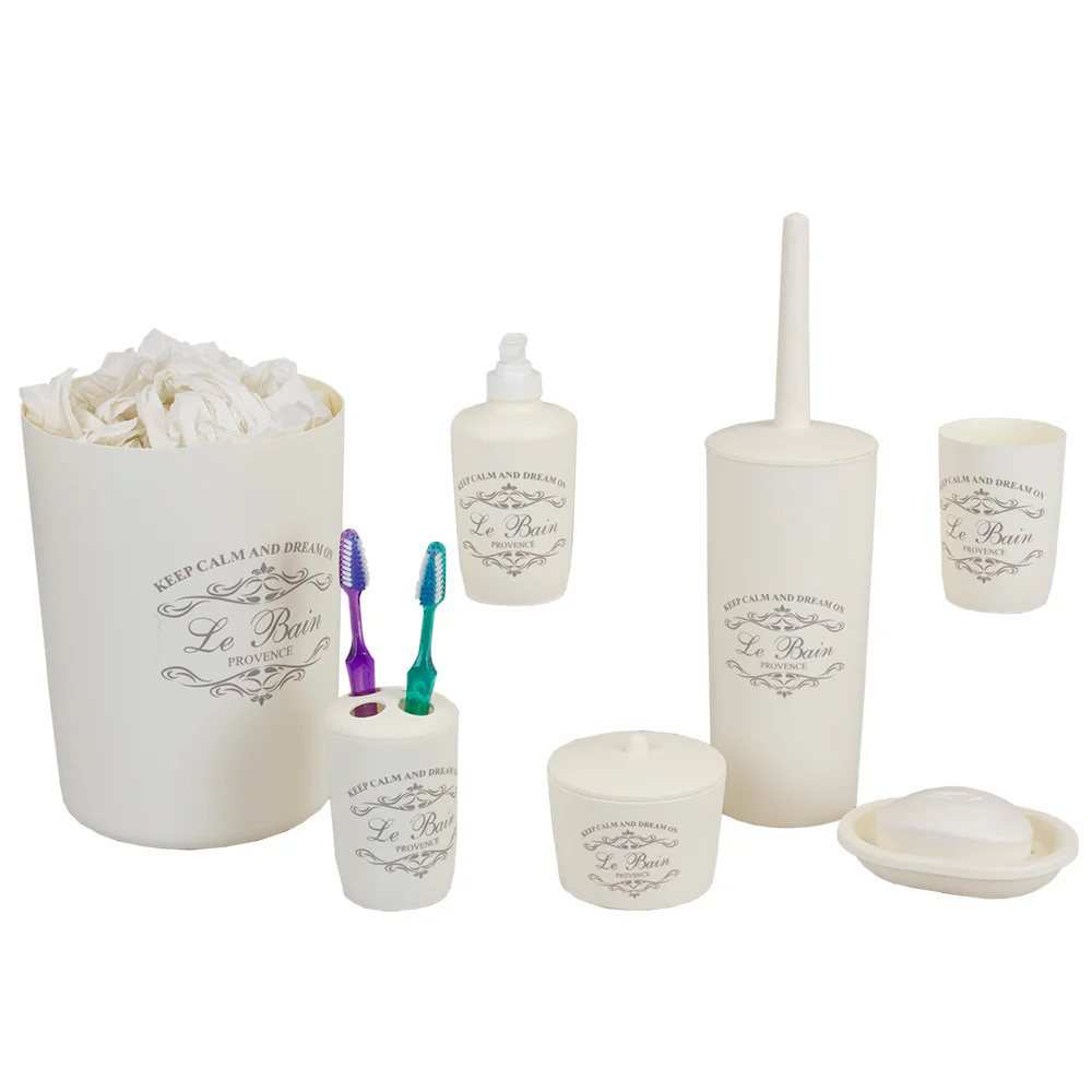 Home Basics Paris Collection 7 Piece Bath Ensemble, Beige - Image 2