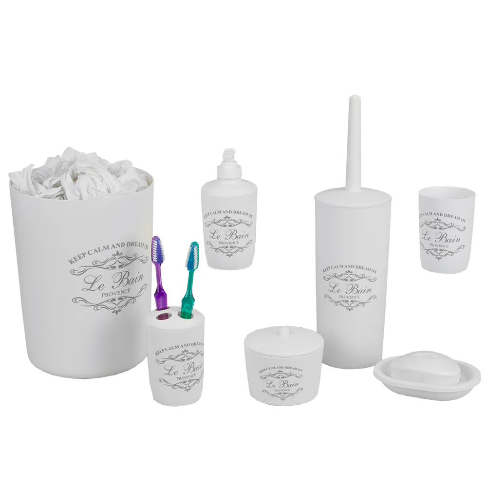 Home Basics Paris Collection 7 Piece Bath Ensemble, White - Image 3