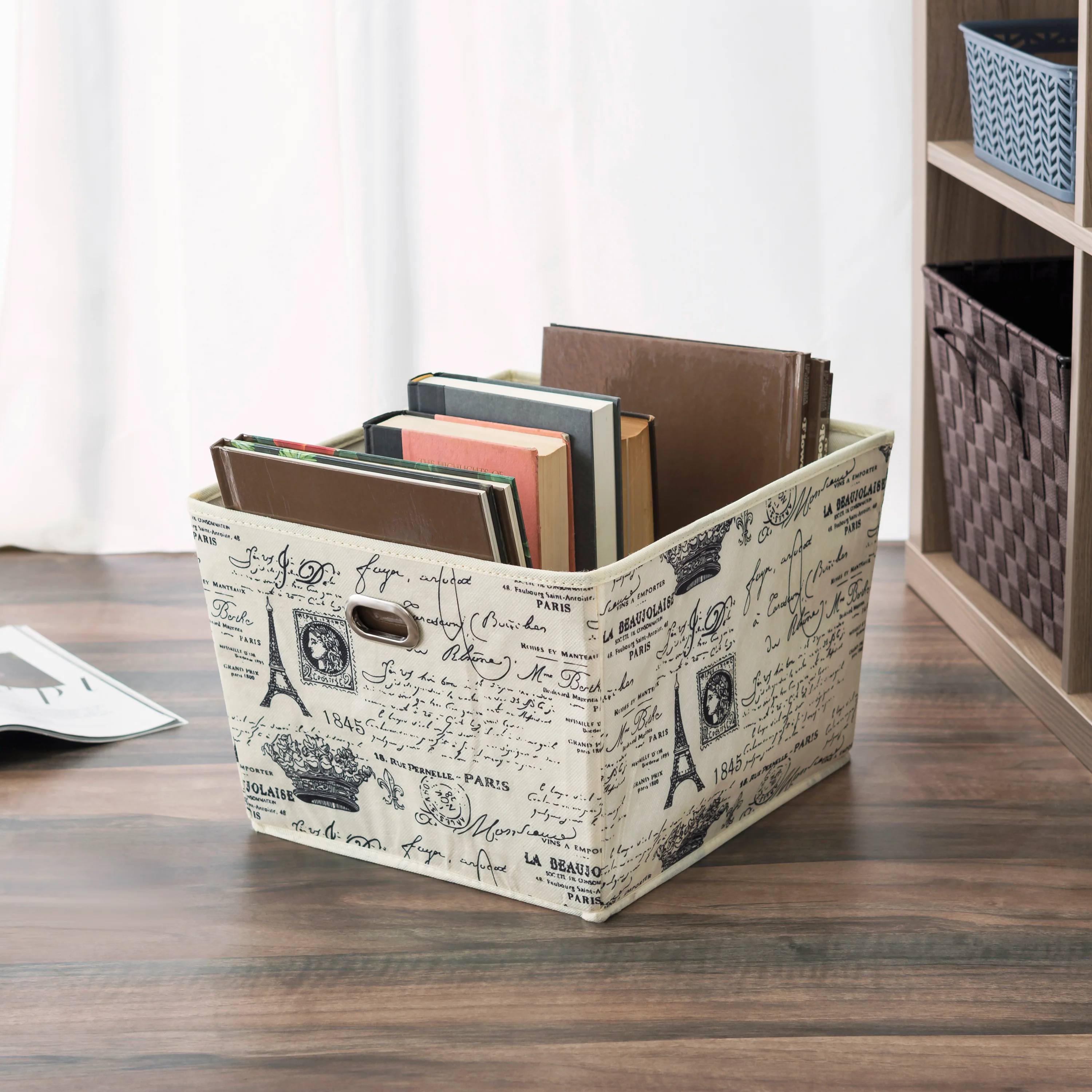 Home Basics Paris Collection Large Non-Woven  Storage Bin, Natural - Image 2