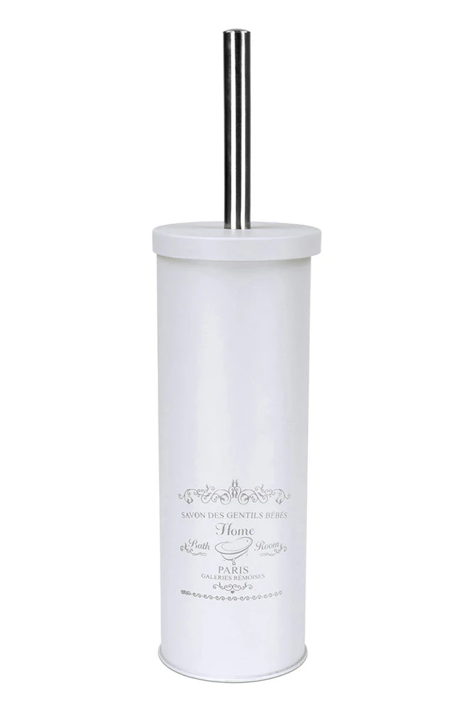Home Basics Paris Design Toilet Brush Holder, White - Image 4
