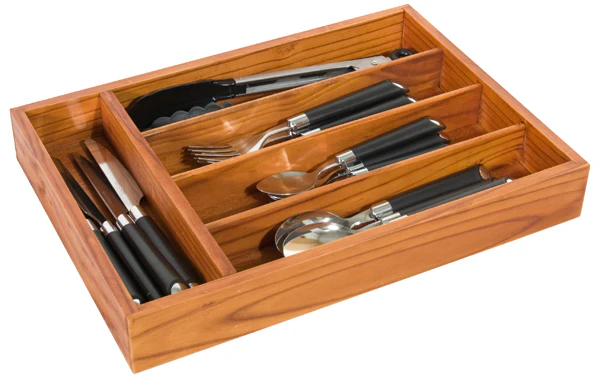 Home Basics Pine Wood Cutlery Tray