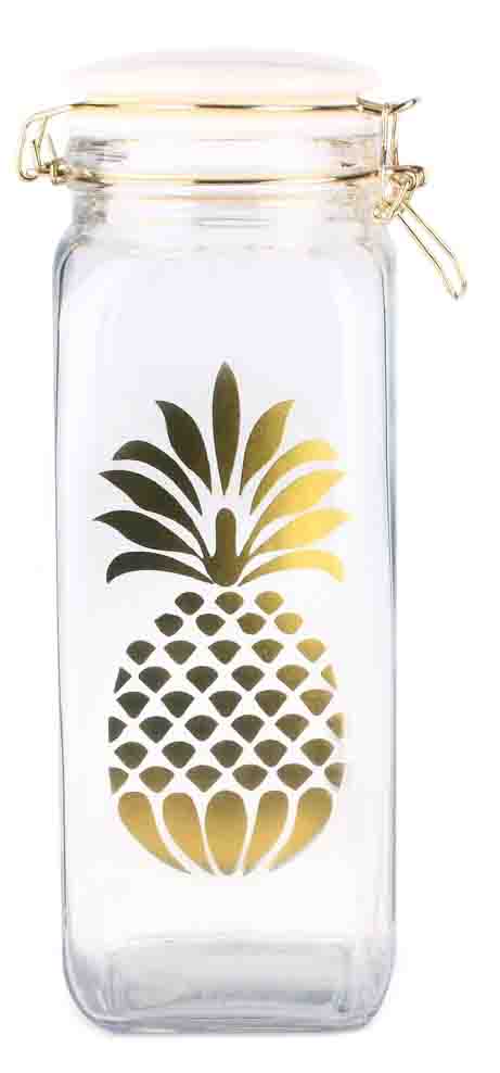 Home Basics Pineapple Sunshine  43 oz. Glass Canister