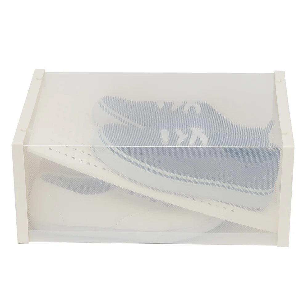 Home Basics Plastic 2 Pair Shoe Box With Divider, Clear, 13.75x9.5x6 Inches - Image 2
