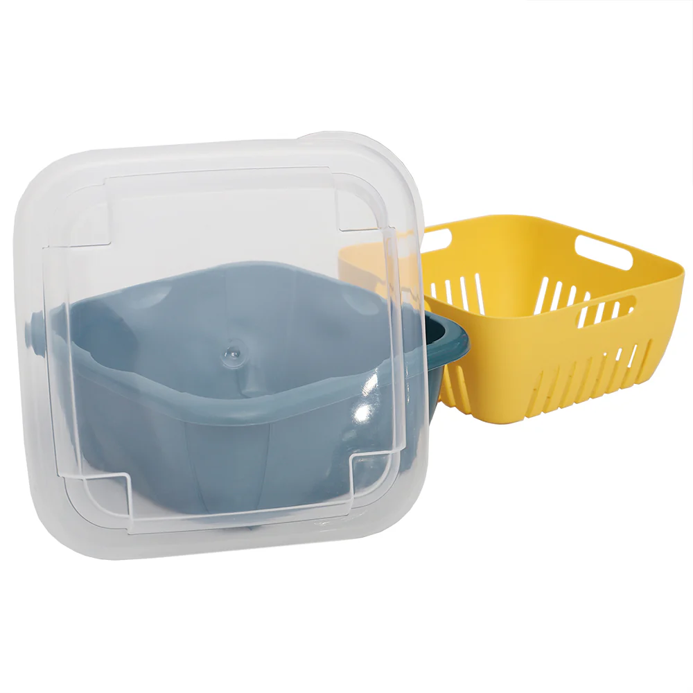 Home Basics Plastic Container with Strainer Basket and Clear Lid, Multi-Color - Image 2