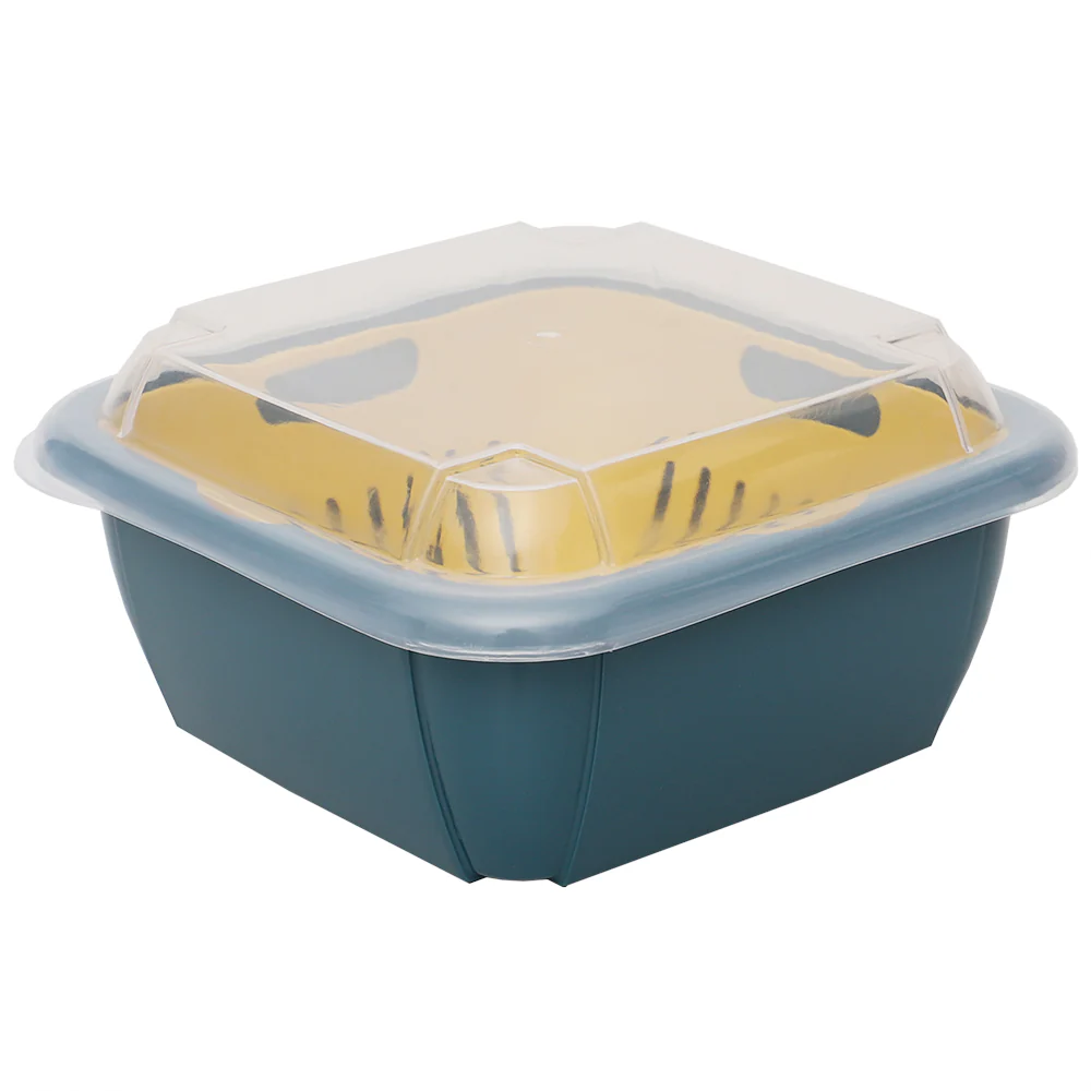 Home Basics Plastic Container with Strainer Basket and Clear Lid, Multi-Color - Image 3