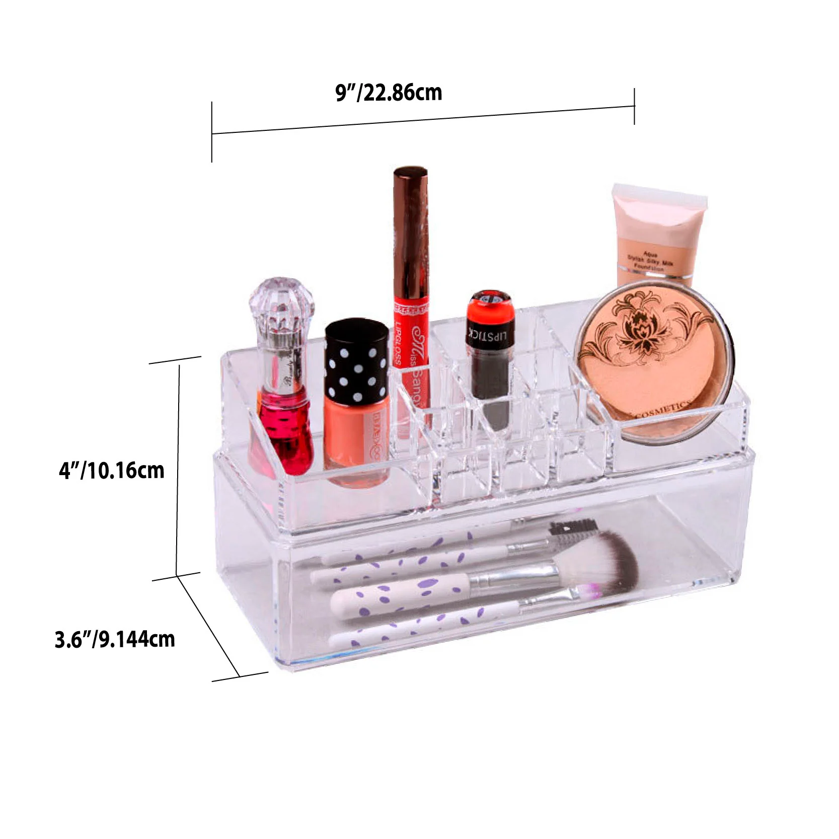 Home Basics Plastic Cosmetic Organizer with Drawer, Clear - Image 4