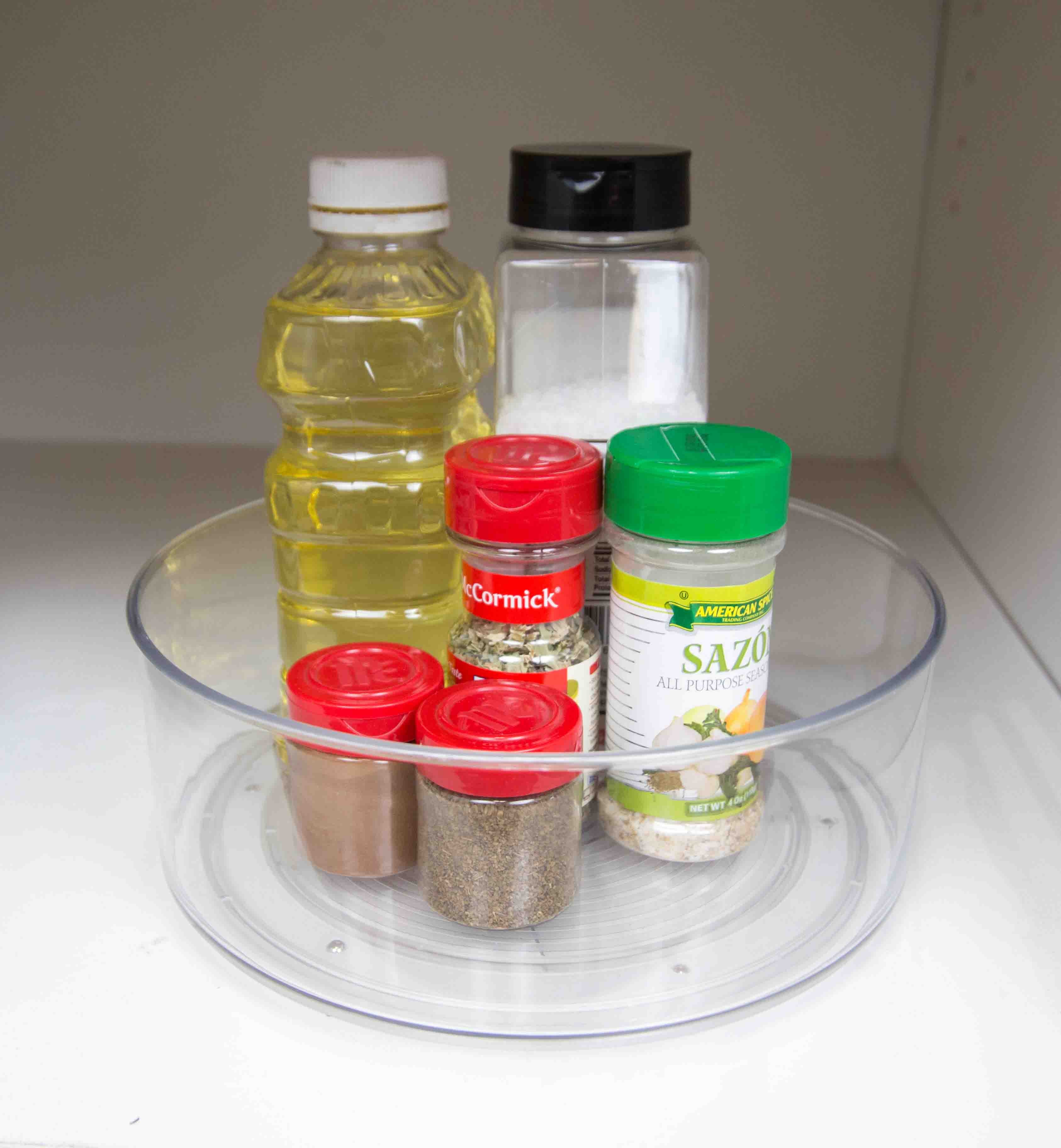 Home Basics Plastic Fridge Bin Lazy Susan, Clear, 9x9x3.4 Inches