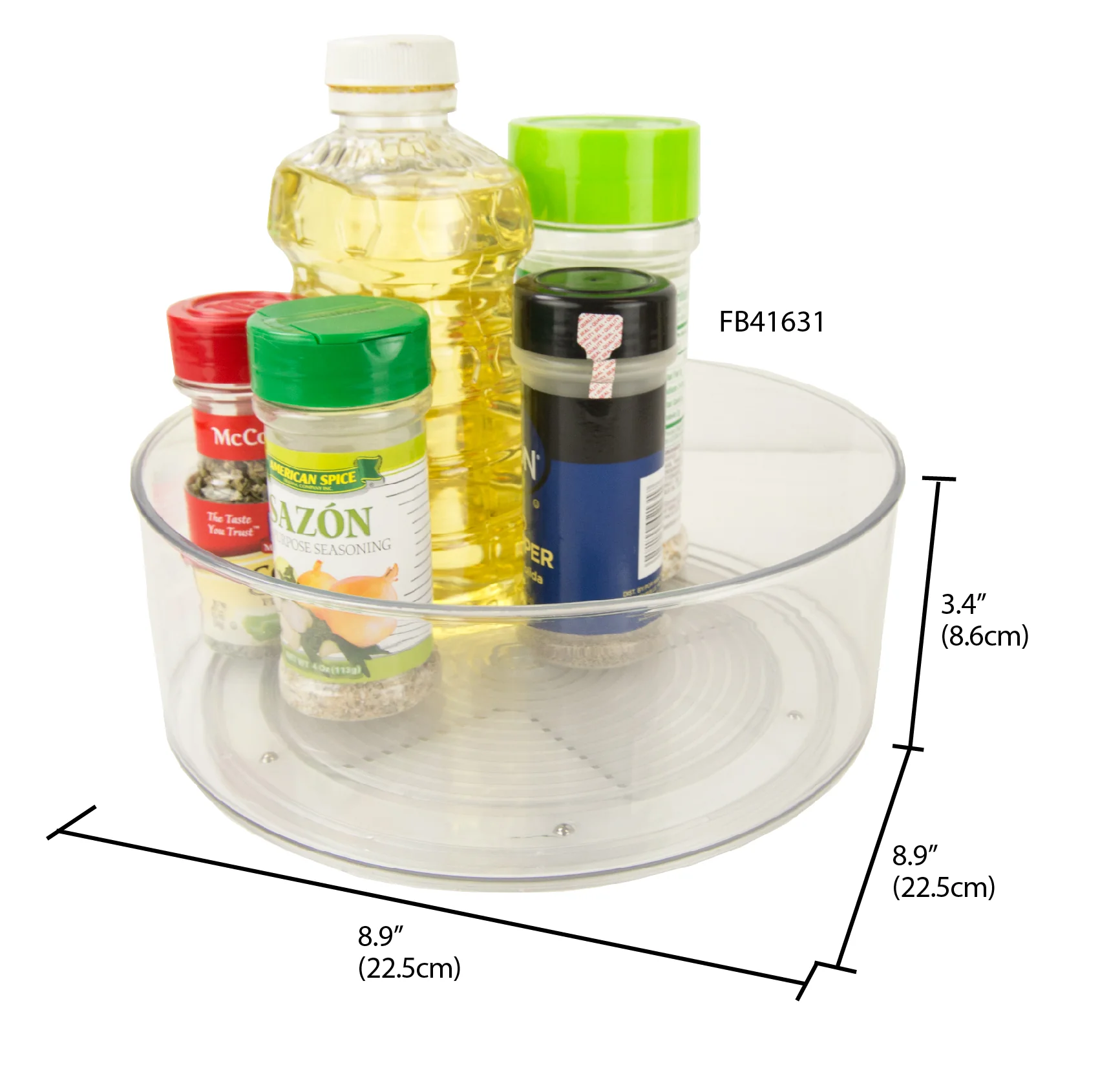 Home Basics Plastic Fridge Bin Lazy Susan, Clear, 9x9x3.4 Inches - Image 3