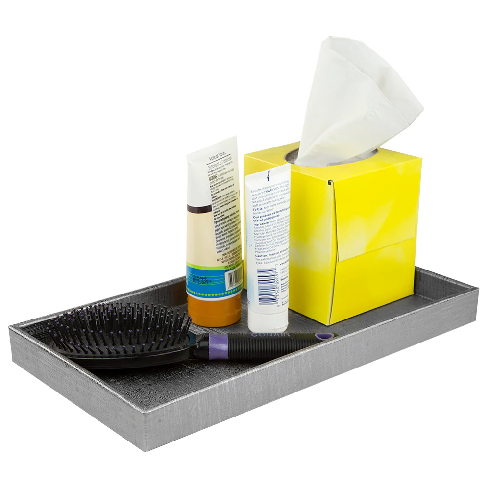 Home Basics Plastic Metallic Vanity Tray with Cut-out Handles, Champagne - Image 6