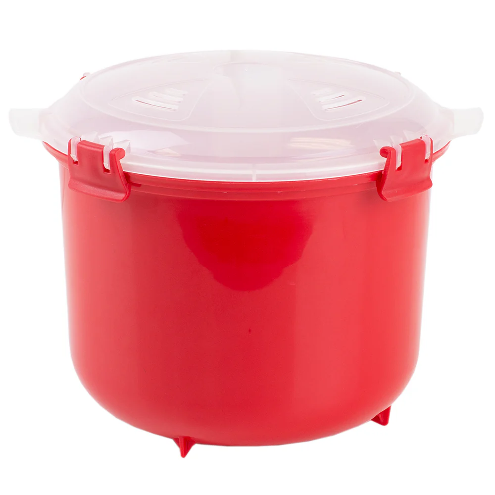 Home Basics Plastic Microwave Rice Cooker, Red