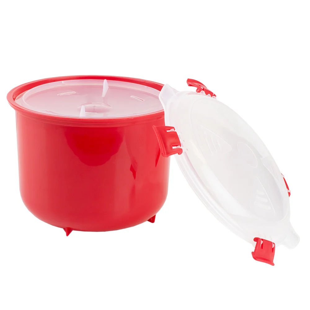 Home Basics Plastic Microwave Rice Cooker, Red - Image 2