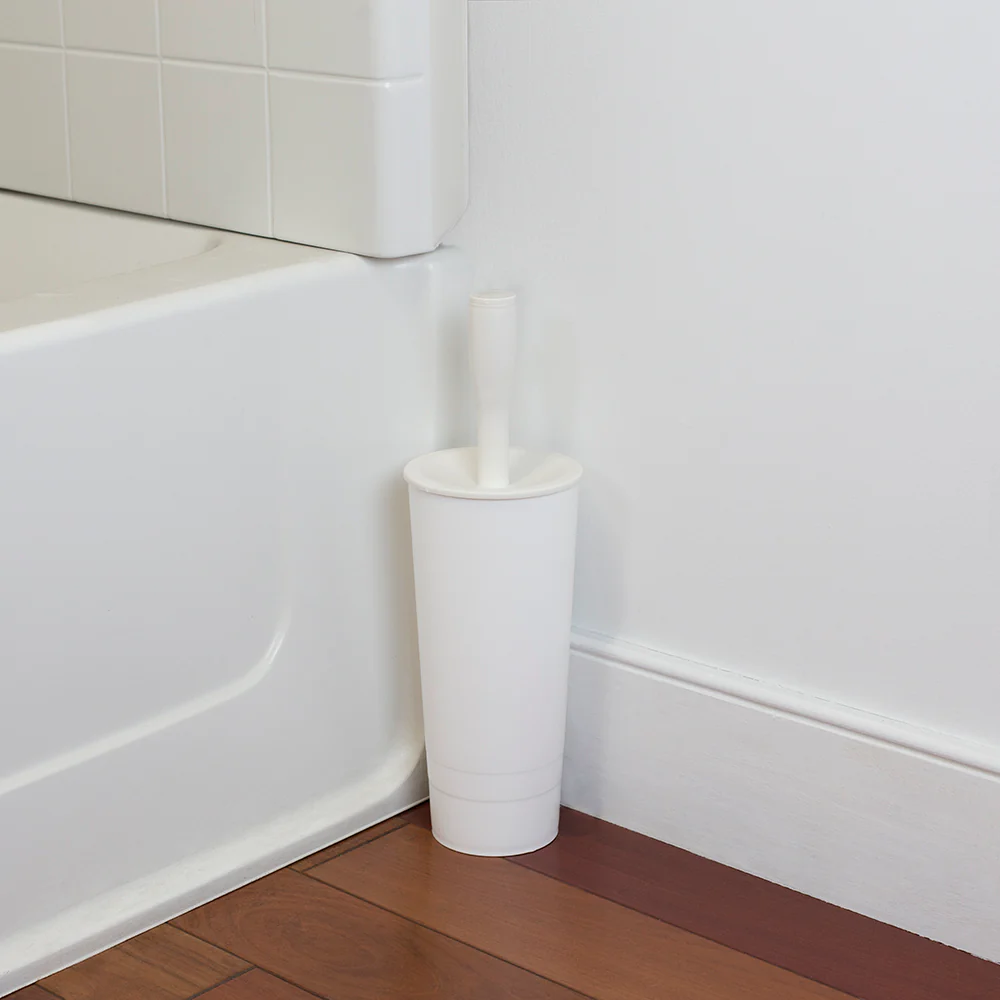 Home Basics Plastic Tapered Toilet Brush And Holder, White, 4x15 Inches - Image 5