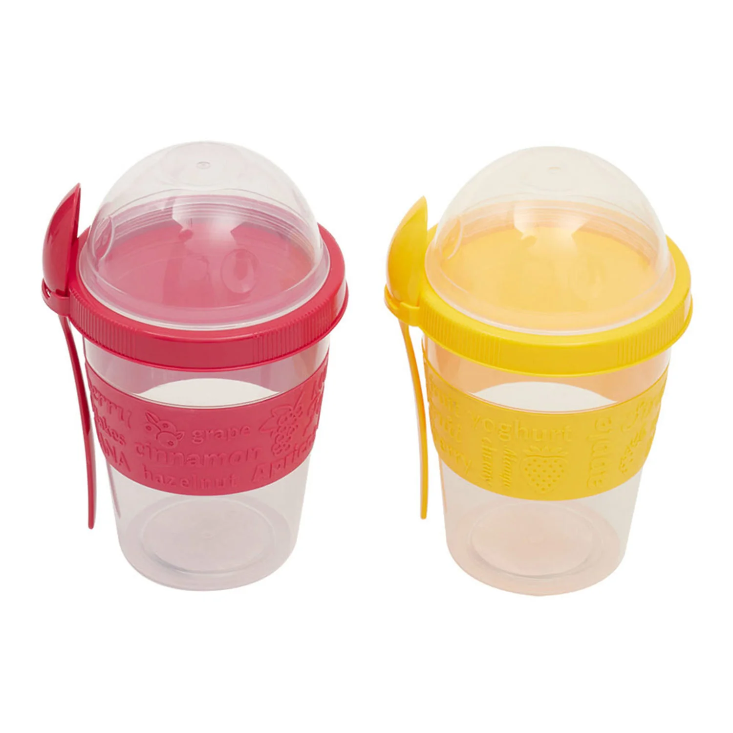 Home Basics Plastic To-Go Cup with Spoon, Assorted Colors