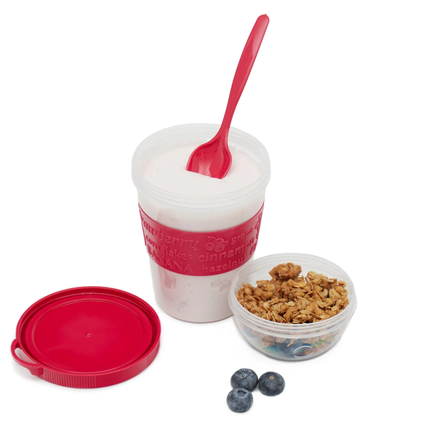 Home Basics Plastic To-Go Cup with Spoon, Assorted Colors - Image 4