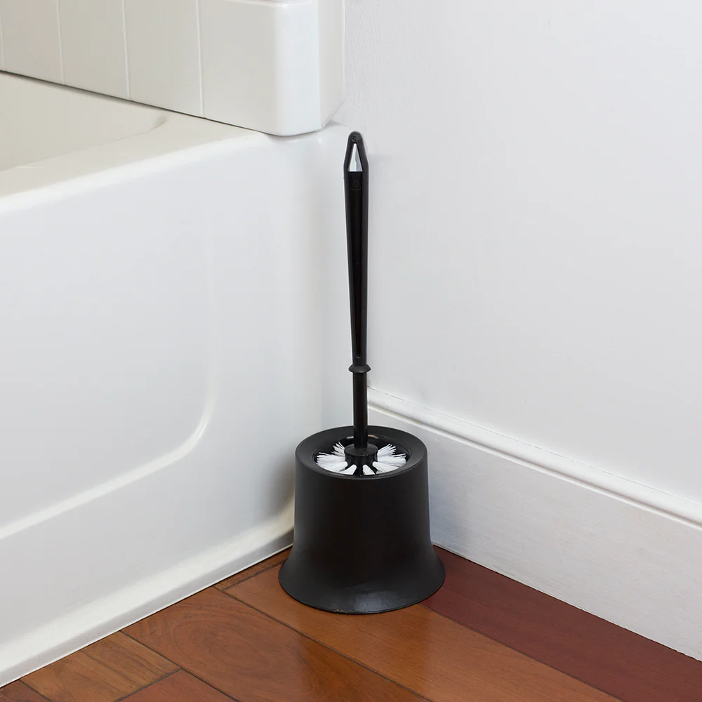 Home Basics Plastic Toilet Brush with Compact Holder, Black - Image 10