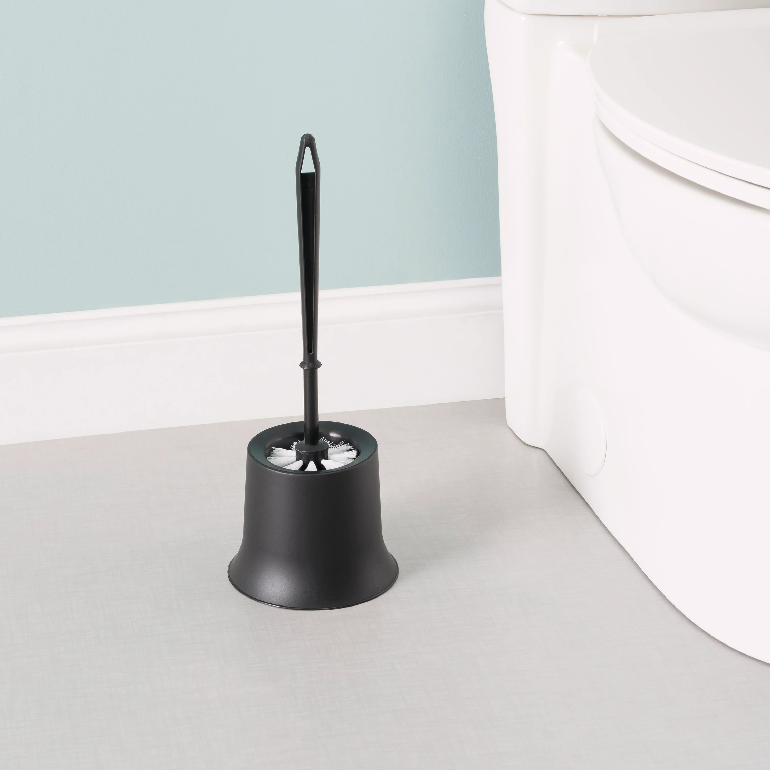 Home Basics Plastic Toilet Brush with Compact Holder, Black - Image 11