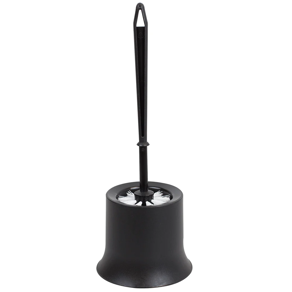 Home Basics Plastic Toilet Brush with Compact Holder, Black - Image 4