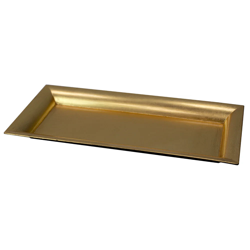 Home Basics Plastic Vanity Tray, Gold - Image 3