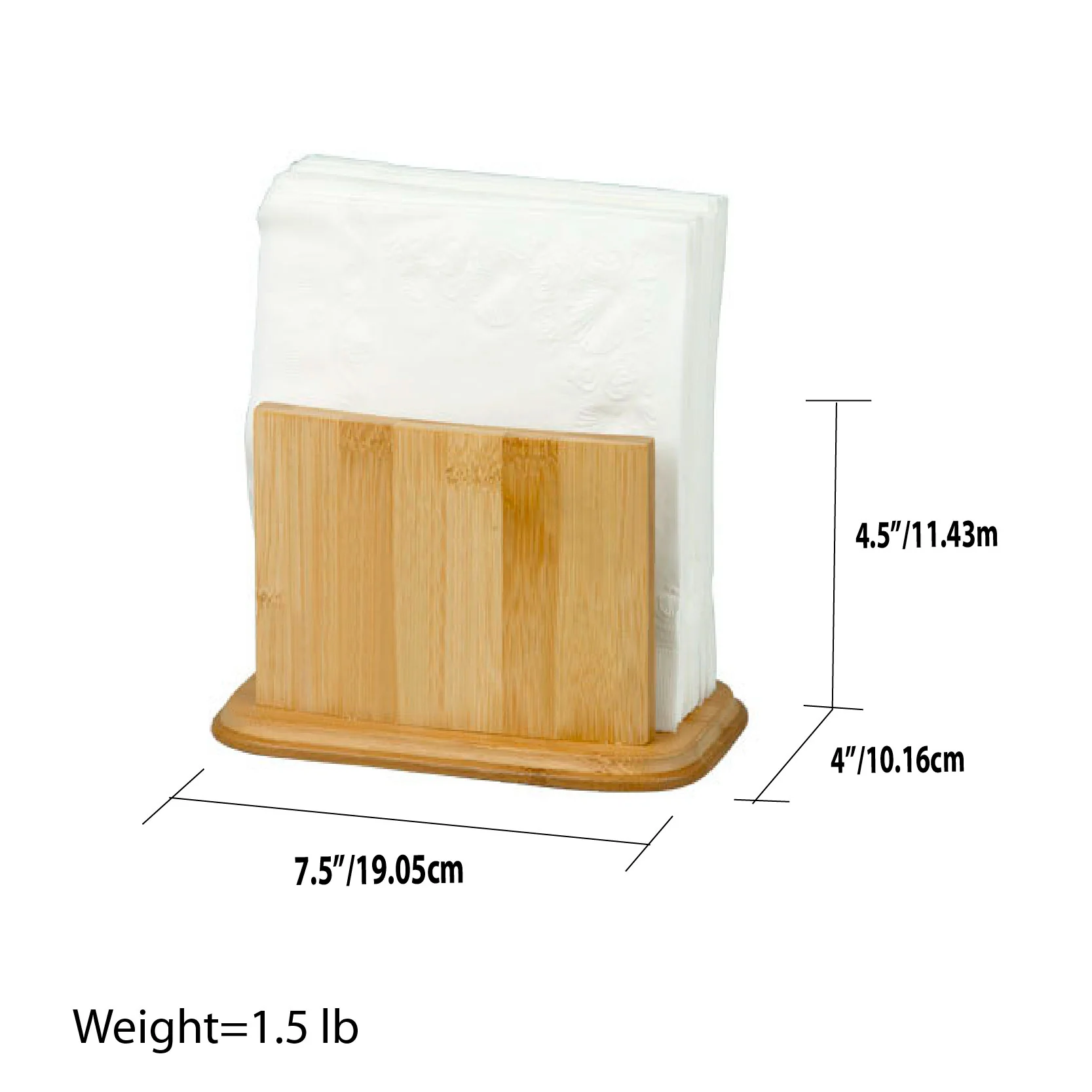 Home Basics Premium Bamboo Freestanding Large Capacity Napkin Holder, Natural - Image 3
