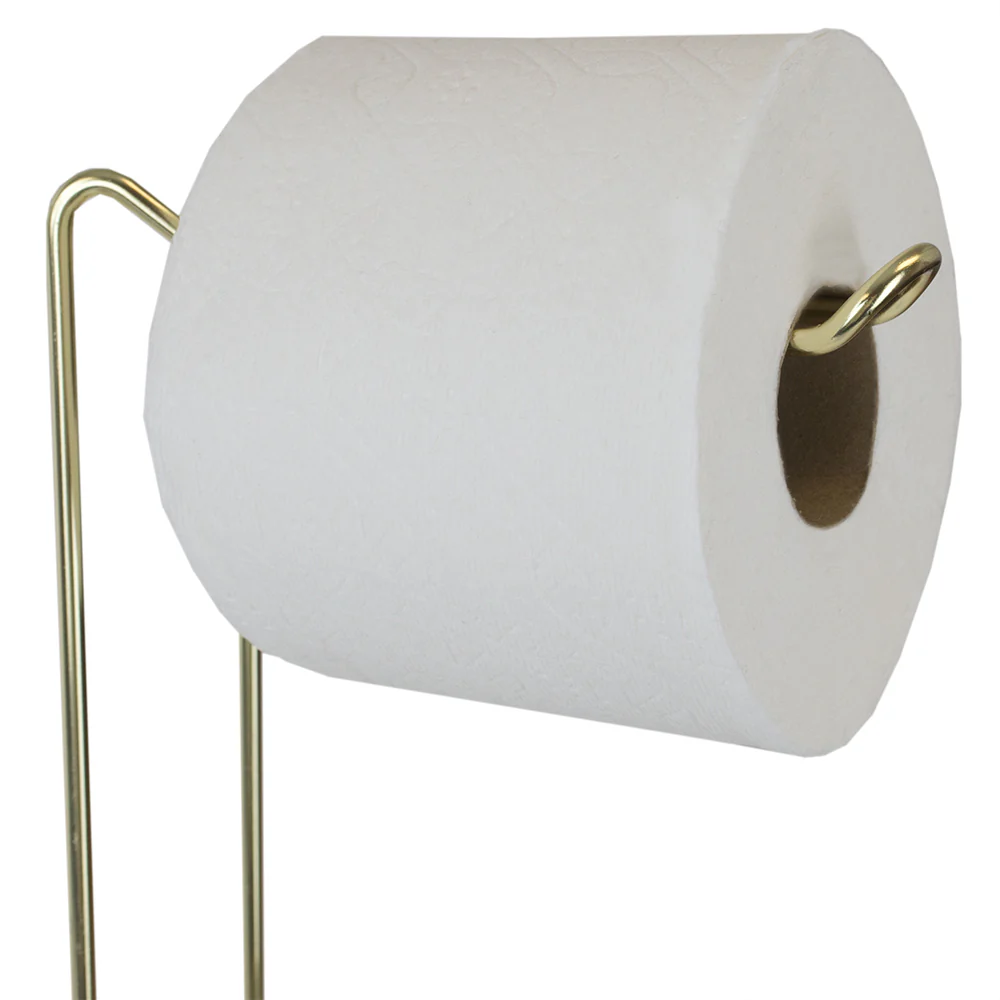 Home Basics Prism Freestanding Dispensing Toilet Paper Holder, Gold - Image 3