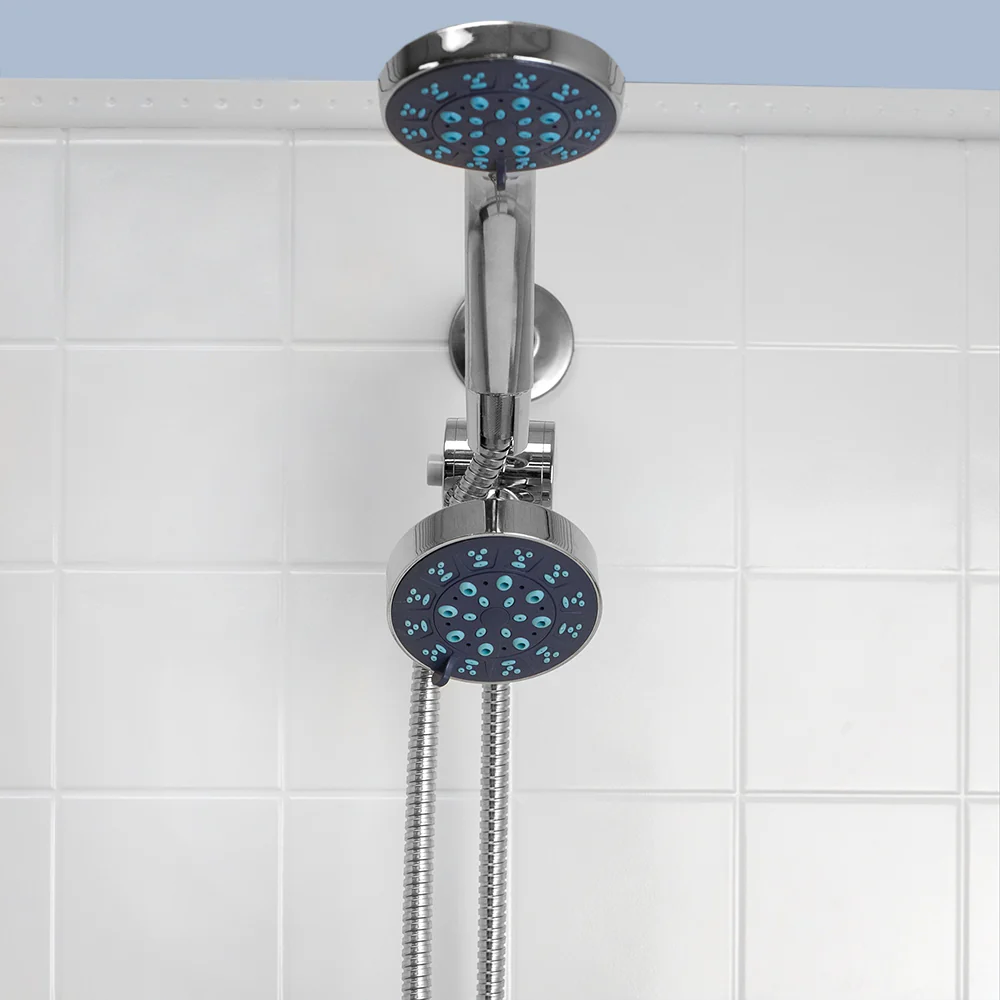 Home Basics Pure Paradise 3 Function Fixed and Handheld Dual Shower Head, Chrome - Image 3