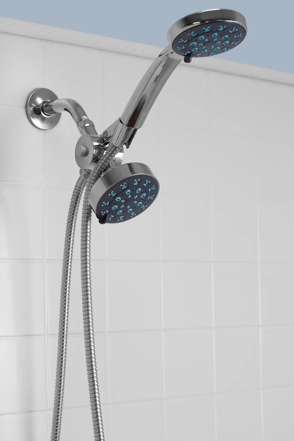 Home Basics Pure Paradise 3 Function Fixed and Handheld Dual Shower Head, Chrome - Image 4
