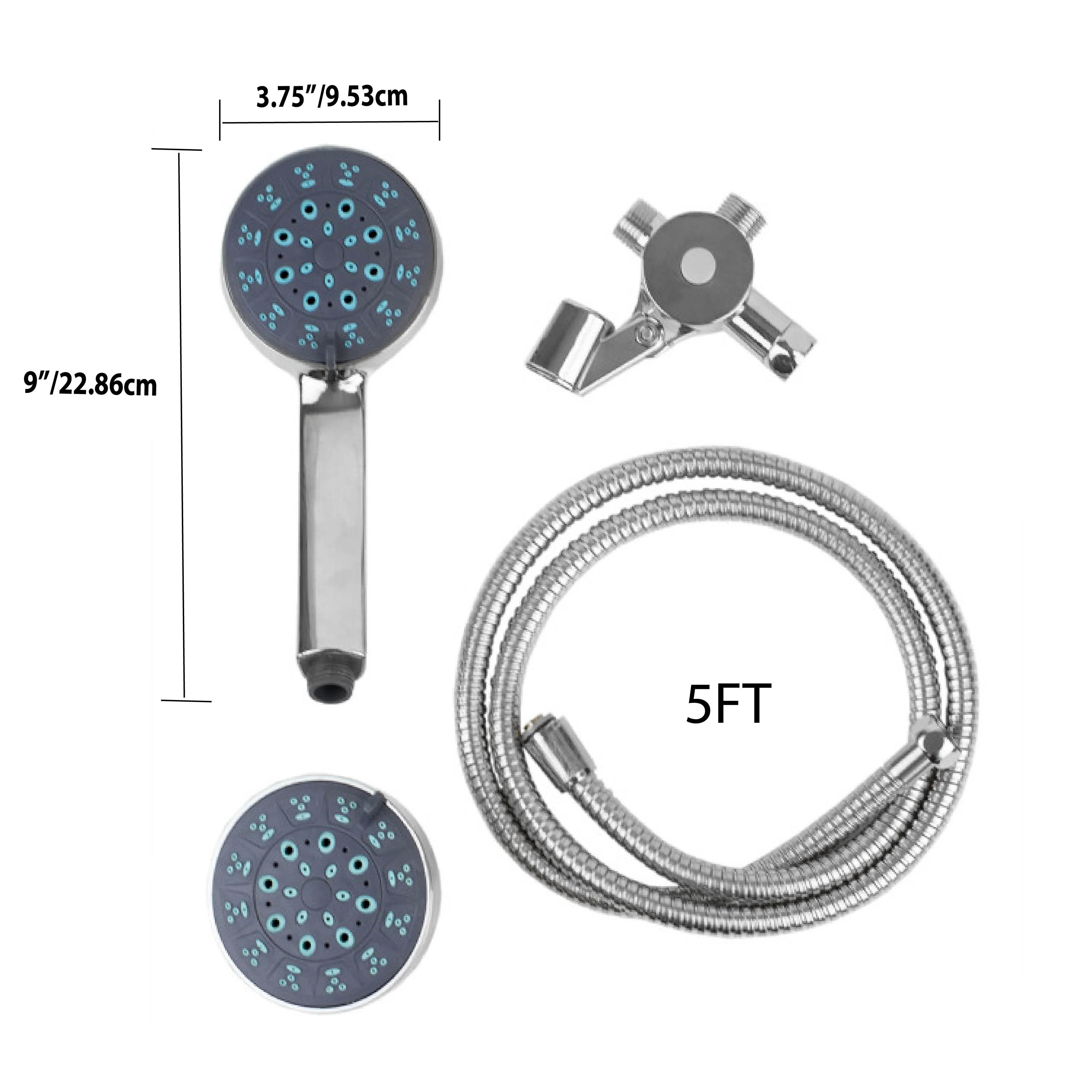Home Basics Pure Paradise 3 Function Fixed and Handheld Dual Shower Head, Chrome - Image 5