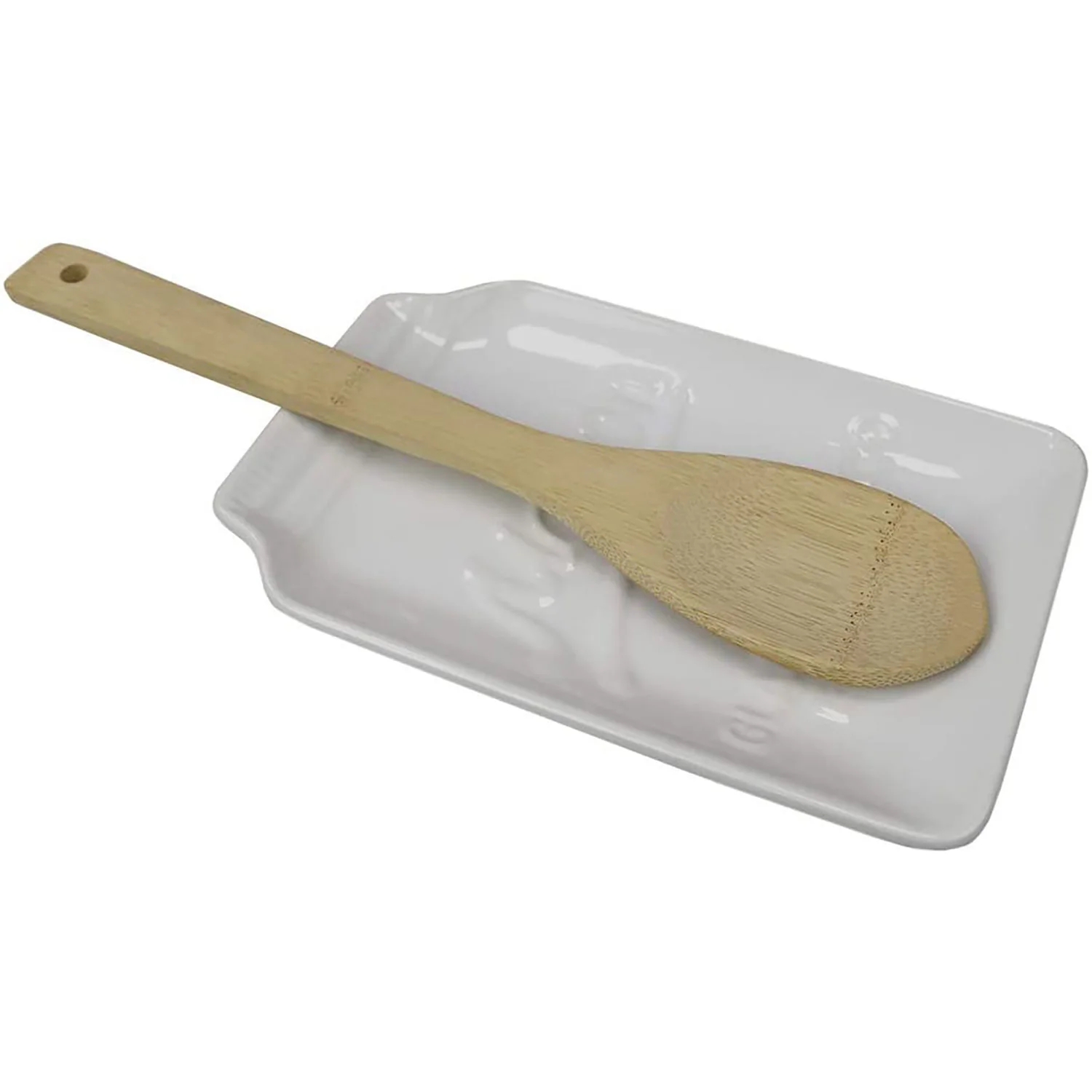 Home Basics Retro Farmhouse Style Ceramic Mason Jar Cooking Ladle Holder Spoon Rest, White - Image 2