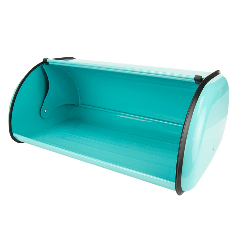 Home Basics Roll Up Lid Steel Bread Box, Turquoise - Image 2