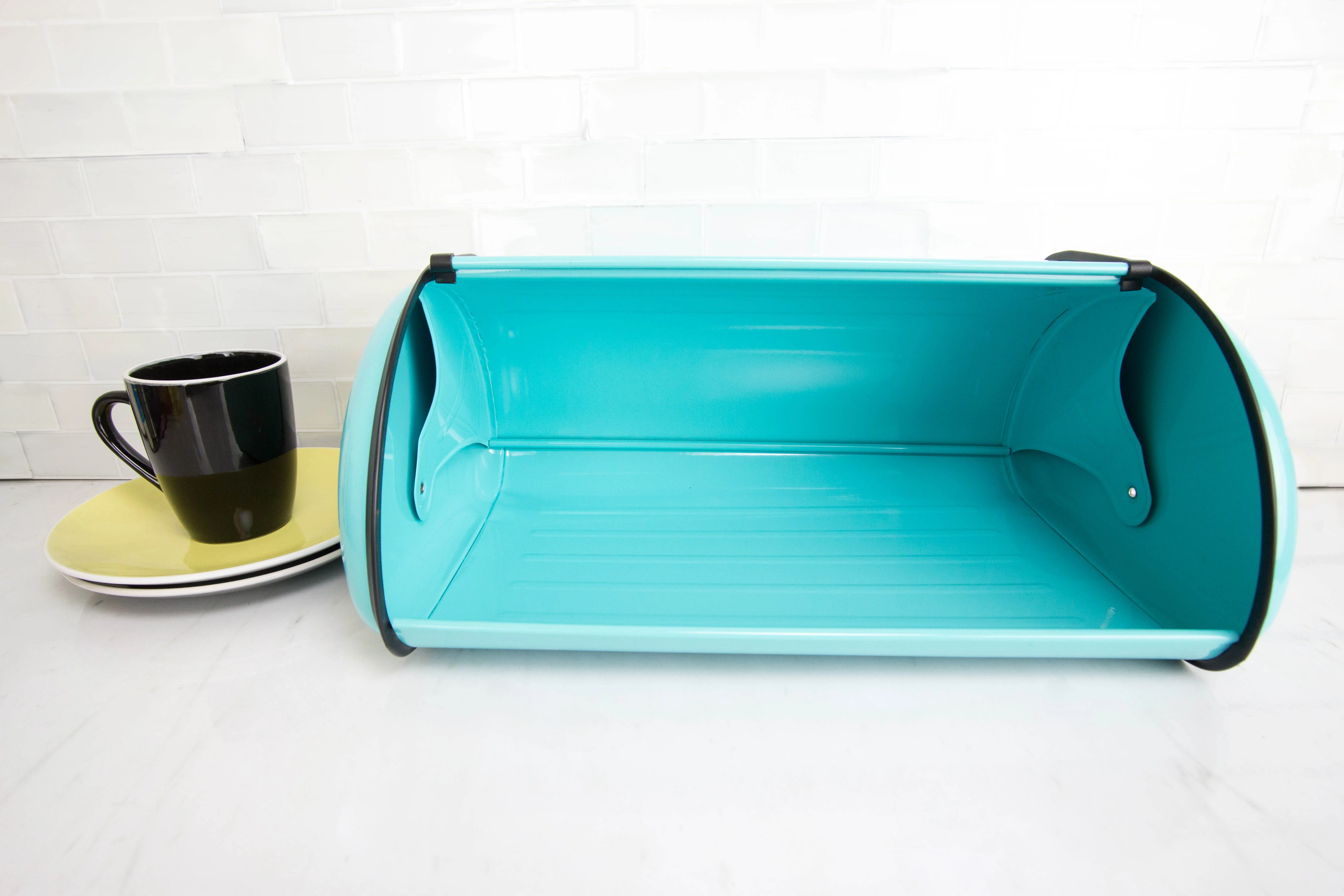 Home Basics Roll Up Lid Steel Bread Box, Turquoise - Image 4
