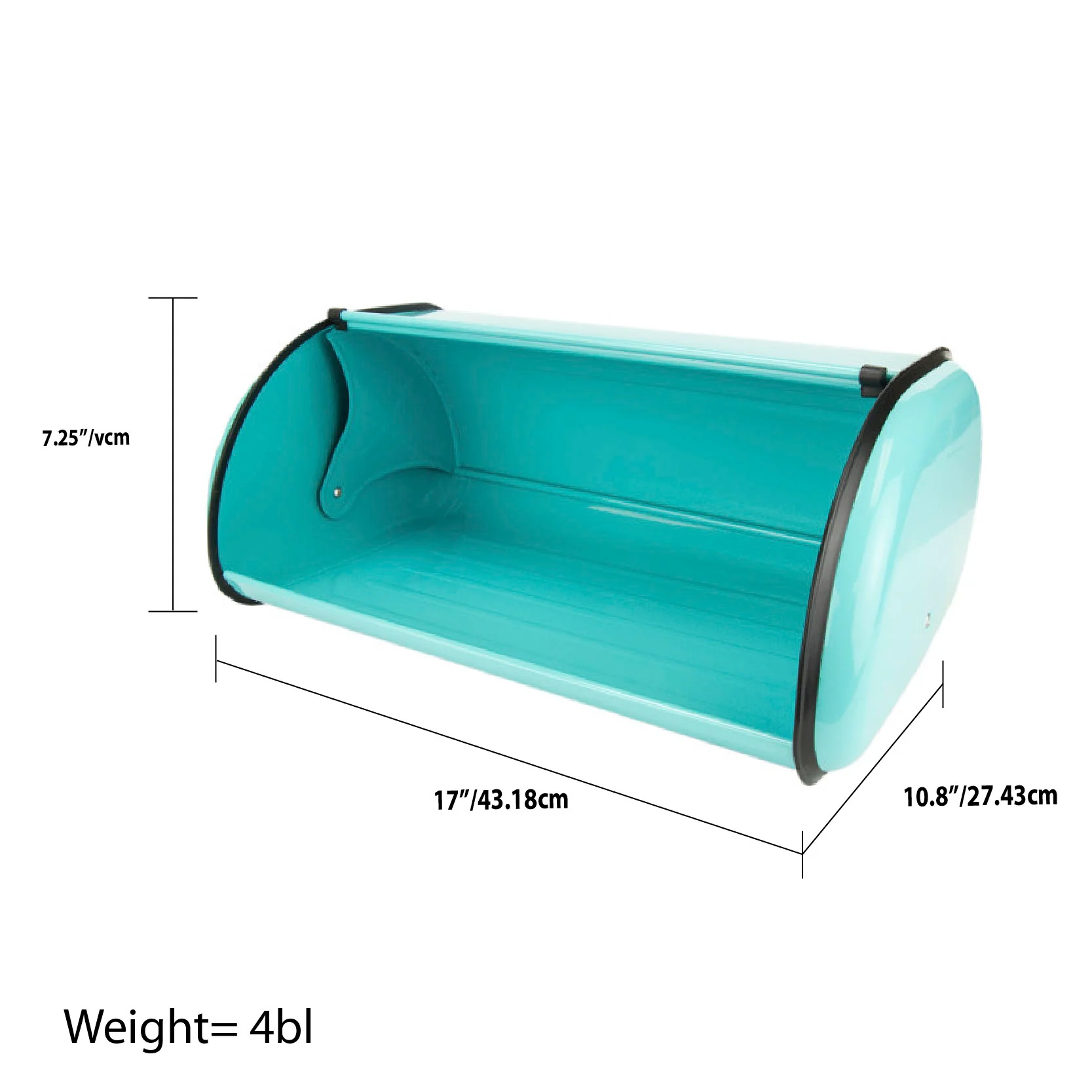 Home Basics Roll Up Lid Steel Bread Box, Turquoise - Image 6