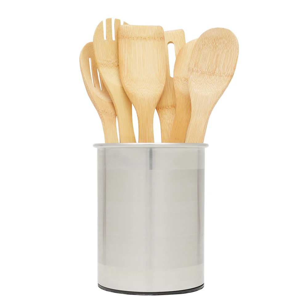 Home Basics Rotating Stainless Steel Utensil Holder, Silver - Image 3