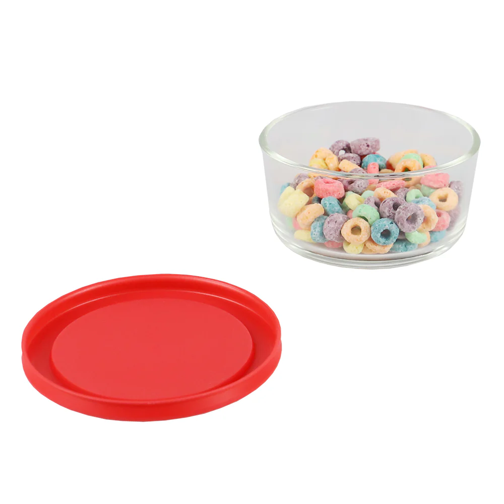Home Basics Round 16 oz. Borosilicate Glass Food Storage Container with Red Lid - Image 3