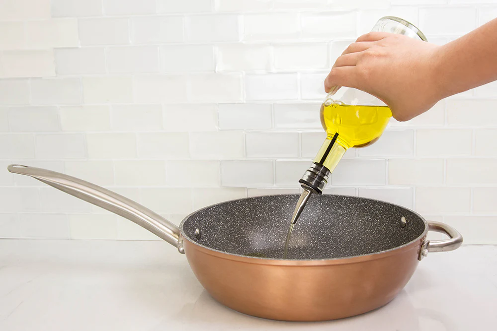 Home Basics Round Olive Oil Bottle Dispenser, Clear, 18.6 Ounces - Image 6